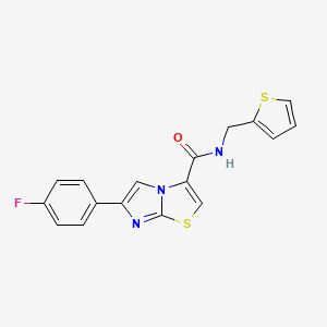 molecular formula C17H12FN3OS2 B3003566 6-(4-氟苯基)-N-(噻吩-2-基甲基)咪唑并[2,1-b]噻唑-3-甲酰胺 CAS No. 1049364-63-7