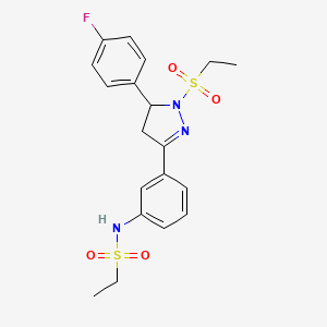 B3003573 N-(3-(1-(ethylsulfonyl)-5-(4-fluorophenyl)-4,5-dihydro-1H-pyrazol-3-yl)phenyl)ethanesulfonamide CAS No. 851782-71-3