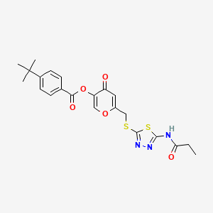 4-oxo-6-(((5-propionamido-1,3,4-thiadiazol-2-yl)thio)methyl)-4H-pyran-3-yl 4-(tert-butyl)benzoate