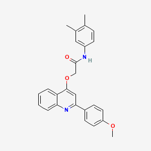 molecular formula C26H24N2O3 B3003598 N-(3,4-dimethylphenyl)-2-((2-(4-methoxyphenyl)quinolin-4-yl)oxy)acetamide CAS No. 1114661-43-6
