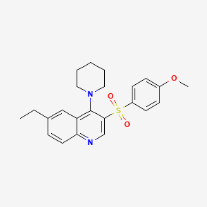 molecular formula C23H26N2O3S B3003599 6-Ethyl-3-(4-methoxyphenyl)sulfonyl-4-piperidin-1-ylquinoline CAS No. 866897-19-0