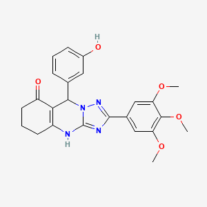 molecular formula C24H24N4O5 B3003617 9-(3-hydroxyphenyl)-2-(3,4,5-trimethoxyphenyl)-5,6,7,9-tetrahydro-[1,2,4]triazolo[5,1-b]quinazolin-8(4H)-one CAS No. 539845-28-8