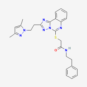 2-({2-[2-(3,5-dimethyl-1H-pyrazol-1-yl)ethyl][1,2,4]triazolo[1,5-c]quinazolin-5-yl}thio)-N-(2-phenylethyl)acetamide