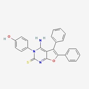 molecular formula C24H17N3O2S B3003627 3-(4-hydroxyphenyl)-4-imino-5,6-diphenyl-1H,2H,3H,4H-furo[2,3-d]pyrimidine-2-thione CAS No. 2060361-03-5