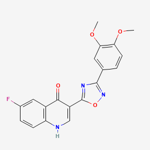 molecular formula C19H14FN3O4 B3003628 3-(3-(3,4-dimethoxyphenyl)-1,2,4-oxadiazol-5-yl)-6-fluoroquinolin-4(1H)-one CAS No. 1081116-40-6