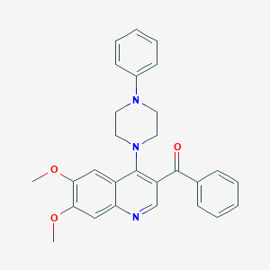 molecular formula C28H27N3O3 B3003630 (6,7-Dimethoxy-4-(4-phenylpiperazin-1-yl)quinolin-3-yl)(phenyl)methanone CAS No. 866894-97-5