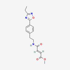 molecular formula C17H19N3O4 B3003633 Methyl (E)-4-[2-[4-(3-ethyl-1,2,4-oxadiazol-5-yl)phenyl]ethylamino]-4-oxobut-2-enoate CAS No. 2411325-22-7