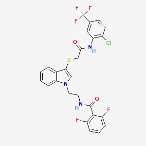 molecular formula C26H19ClF5N3O2S B3003634 N-(2-(3-((2-((2-chloro-5-(trifluoromethyl)phenyl)amino)-2-oxoethyl)thio)-1H-indol-1-yl)ethyl)-2,6-difluorobenzamide CAS No. 533866-22-7