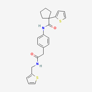 molecular formula C23H24N2O2S2 B3003643 N-(4-(2-oxo-2-((thiophen-2-ylmethyl)amino)ethyl)phenyl)-1-(thiophen-2-yl)cyclopentanecarboxamide CAS No. 1207024-11-0