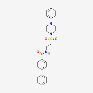 molecular formula C25H27N3O3S B3003648 N-(2-((4-phenylpiperazin-1-yl)sulfonyl)ethyl)-[1,1'-biphenyl]-4-carboxamide CAS No. 897621-33-9