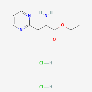 molecular formula C9H15Cl2N3O2 B3003656 Ethyl 2-amino-3-pyrimidin-2-ylpropanoate;dihydrochloride CAS No. 2244592-57-0