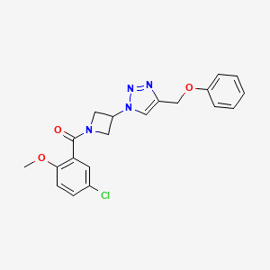 molecular formula C20H19ClN4O3 B3003658 (5-chloro-2-methoxyphenyl)(3-(4-(phenoxymethyl)-1H-1,2,3-triazol-1-yl)azetidin-1-yl)methanone CAS No. 2034401-95-9