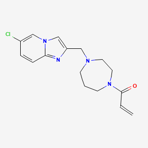 molecular formula C16H19ClN4O B3003659 1-[4-({6-Chloroimidazo[1,2-a]pyridin-2-yl}methyl)-1,4-diazepan-1-yl]prop-2-en-1-one CAS No. 2094920-02-0