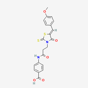 molecular formula C21H18N2O5S2 B3003662 (Z)-4-(3-(5-(4-methoxybenzylidene)-4-oxo-2-thioxothiazolidin-3-yl)propanamido)benzoic acid CAS No. 314248-14-1