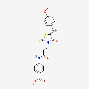 molecular formula C21H18N2O5S2 B3003662 (Z)-4-(3-(5-(4-甲氧基苄叉)-4-氧代-2-硫代噻唑烷-3-基)丙酰氨基)苯甲酸 CAS No. 314248-14-1