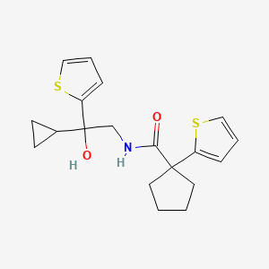 molecular formula C19H23NO2S2 B3003663 N-(2-cyclopropyl-2-hydroxy-2-(thiophen-2-yl)ethyl)-1-(thiophen-2-yl)cyclopentanecarboxamide CAS No. 1396872-07-3