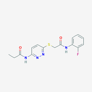 N-(6-((2-((2-fluorophenyl)amino)-2-oxoethyl)thio)pyridazin-3-yl)propionamide