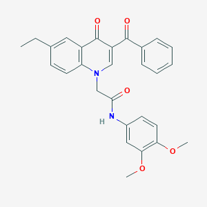 2-(3-benzoyl-6-ethyl-4-oxoquinolin-1(4H)-yl)-N-(3,4-dimethoxyphenyl)acetamide