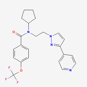molecular formula C23H23F3N4O2 B3003678 N-cyclopentyl-N-(2-(3-(pyridin-4-yl)-1H-pyrazol-1-yl)ethyl)-4-(trifluoromethoxy)benzamide CAS No. 2034327-27-8