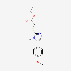 molecular formula C15H18N2O3S B3003686 ethyl 2-((5-(4-methoxyphenyl)-1-methyl-1H-imidazol-2-yl)thio)acetate CAS No. 1206993-40-9
