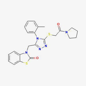 molecular formula C23H23N5O2S2 B3003690 3-((5-((2-oxo-2-(pyrrolidin-1-yl)ethyl)thio)-4-(o-tolyl)-4H-1,2,4-triazol-3-yl)methyl)benzo[d]thiazol-2(3H)-one CAS No. 847402-78-2