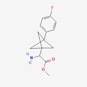 molecular formula C14H16FNO2 B3003692 Methyl 2-amino-2-[3-(4-fluorophenyl)-1-bicyclo[1.1.1]pentanyl]acetate CAS No. 2287267-15-4