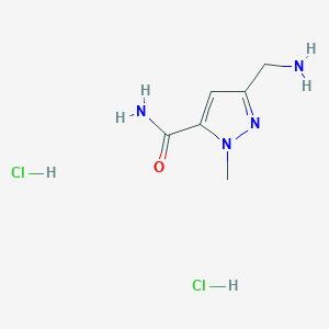 molecular formula C6H12Cl2N4O B3003695 5-(Aminomethyl)-2-methylpyrazole-3-carboxamide;dihydrochloride CAS No. 2229558-64-7
