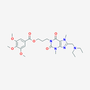 molecular formula C25H35N5O7 B300370 3-{8-[(diethylamino)methyl]-3,7-dimethyl-2,6-dioxo-2,3,6,7-tetrahydro-1H-purin-1-yl}propyl 3,4,5-trimethoxybenzoate 