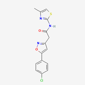 molecular formula C15H12ClN3O2S B3003700 2-(5-(4-chlorophenyl)isoxazol-3-yl)-N-(4-methylthiazol-2-yl)acetamide CAS No. 946316-37-6