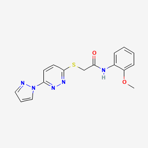 molecular formula C16H15N5O2S B3003705 2-((6-(1H-pyrazol-1-yl)pyridazin-3-yl)thio)-N-(2-methoxyphenyl)acetamide CAS No. 1351587-77-3
