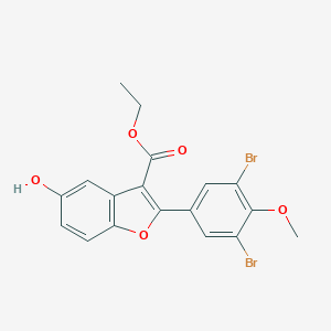 molecular formula C18H14Br2O5 B300371 Ethyl 2-(3,5-dibromo-4-methoxyphenyl)-5-hydroxy-1-benzofuran-3-carboxylate 