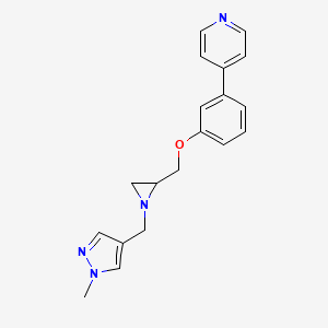 molecular formula C19H20N4O B3003710 4-[3-[[1-[(1-Methylpyrazol-4-yl)methyl]aziridin-2-yl]methoxy]phenyl]pyridine CAS No. 2418714-64-2