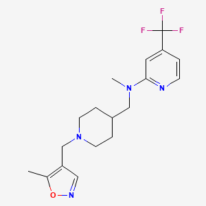molecular formula C18H23F3N4O B3003713 N-Methyl-N-[[1-[(5-methyl-1,2-oxazol-4-yl)methyl]piperidin-4-yl]methyl]-4-(trifluoromethyl)pyridin-2-amine CAS No. 2415552-96-2