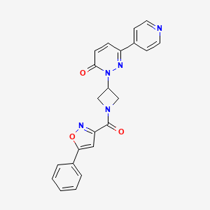 molecular formula C22H17N5O3 B3003715 2-[1-(5-Phenyl-1,2-oxazole-3-carbonyl)azetidin-3-yl]-6-pyridin-4-ylpyridazin-3-one CAS No. 2380186-32-1