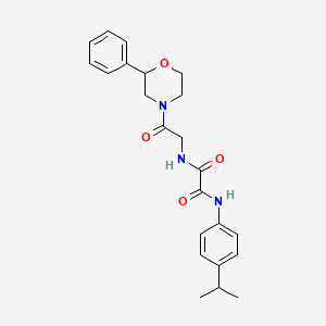 molecular formula C23H27N3O4 B3003716 N1-(4-isopropylphenyl)-N2-(2-oxo-2-(2-phenylmorpholino)ethyl)oxalamide CAS No. 954093-98-2