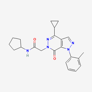 molecular formula C22H25N5O2 B3003719 N-cyclopentyl-2-[4-cyclopropyl-1-(2-methylphenyl)-7-oxopyrazolo[3,4-d]pyridazin-6-yl]acetamide CAS No. 1105238-89-8