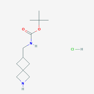 molecular formula C12H23ClN2O2 B3003731 tert-butyl N-({2-azaspiro[3.3]heptan-6-yl}methyl)carbamate hydrochloride CAS No. 2173991-80-3