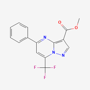 molecular formula C15H10F3N3O2 B3003732 Methyl 5-phenyl-7-(trifluoromethyl)pyrazolo[1,5-a]pyrimidine-3-carboxylate CAS No. 312635-18-0