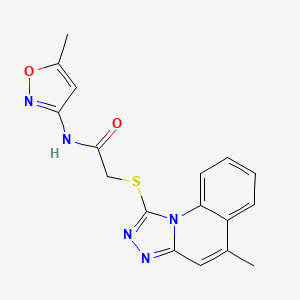molecular formula C17H15N5O2S B3003748 2-((5-methyl-[1,2,4]triazolo[4,3-a]quinolin-1-yl)thio)-N-(5-methylisoxazol-3-yl)acetamide CAS No. 315710-12-4