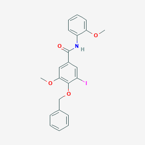 molecular formula C22H20INO4 B300375 4-(benzyloxy)-3-iodo-5-methoxy-N-(2-methoxyphenyl)benzamide 