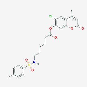 molecular formula C23H24ClNO6S B3003761 6-chloro-4-methyl-2-oxo-2H-chromen-7-yl 6-{[(4-methylphenyl)sulfonyl]amino}hexanoate CAS No. 313471-14-6