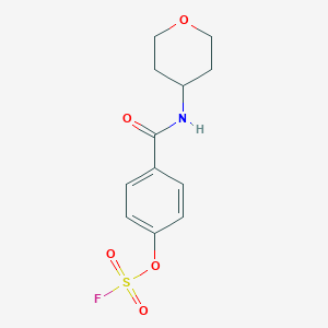 molecular formula C12H14FNO5S B3003769 4-[(4-Fluorosulfonyloxybenzoyl)amino]oxane CAS No. 2411285-47-5