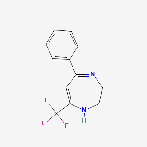 molecular formula C12H11F3N2 B3003770 5-phenyl-7-(trifluoromethyl)-2,3-dihydro-1H-1,4-diazepine CAS No. 77855-08-4