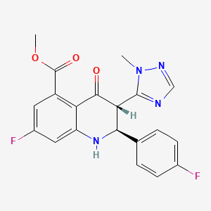 molecular formula C20H16F2N4O3 B3003784 5-喹啉羧酸，7-氟-2-(4-氟苯基)-1,2,3,4-四氢-3-(1-甲基-1H-1,2,4-三唑-5-基)-4-氧代-，甲酯，(2S,3S)- CAS No. 1373329-52-2