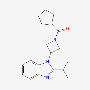 molecular formula C19H25N3O B3003785 Cyclopentyl-[3-(2-propan-2-ylbenzimidazol-1-yl)azetidin-1-yl]methanone CAS No. 2415488-49-0