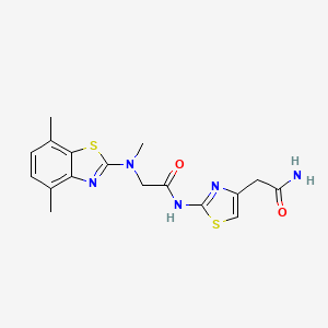 molecular formula C17H19N5O2S2 B3003793 N-(4-(2-amino-2-oxoethyl)thiazol-2-yl)-2-((4,7-dimethylbenzo[d]thiazol-2-yl)(methyl)amino)acetamide CAS No. 1351645-15-2