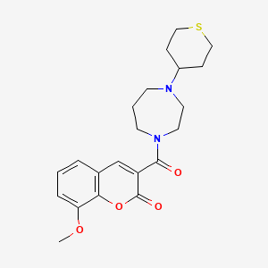 molecular formula C21H26N2O4S B3003803 8-Methoxy-3-[4-(thian-4-yl)-1,4-diazepane-1-carbonyl]chromen-2-one CAS No. 2415453-95-9