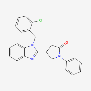 molecular formula C24H20ClN3O B3003807 4-{1-[(2-Chlorophenyl)methyl]benzimidazol-2-yl}-1-phenylpyrrolidin-2-one CAS No. 637754-77-9