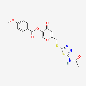 molecular formula C18H15N3O6S2 B3003809 6-(((5-acetamido-1,3,4-thiadiazol-2-yl)thio)methyl)-4-oxo-4H-pyran-3-yl 4-methoxybenzoate CAS No. 896014-45-2
