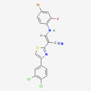 molecular formula C18H9BrCl2FN3S B3003815 (E)-3-((4-bromo-2-fluorophenyl)amino)-2-(4-(3,4-dichlorophenyl)thiazol-2-yl)acrylonitrile CAS No. 477298-59-2